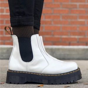 🤍 2976 SMOOTH WHITE LEATHER DOC MARTEN PLATFORM CHELSEA BOOTS🤍